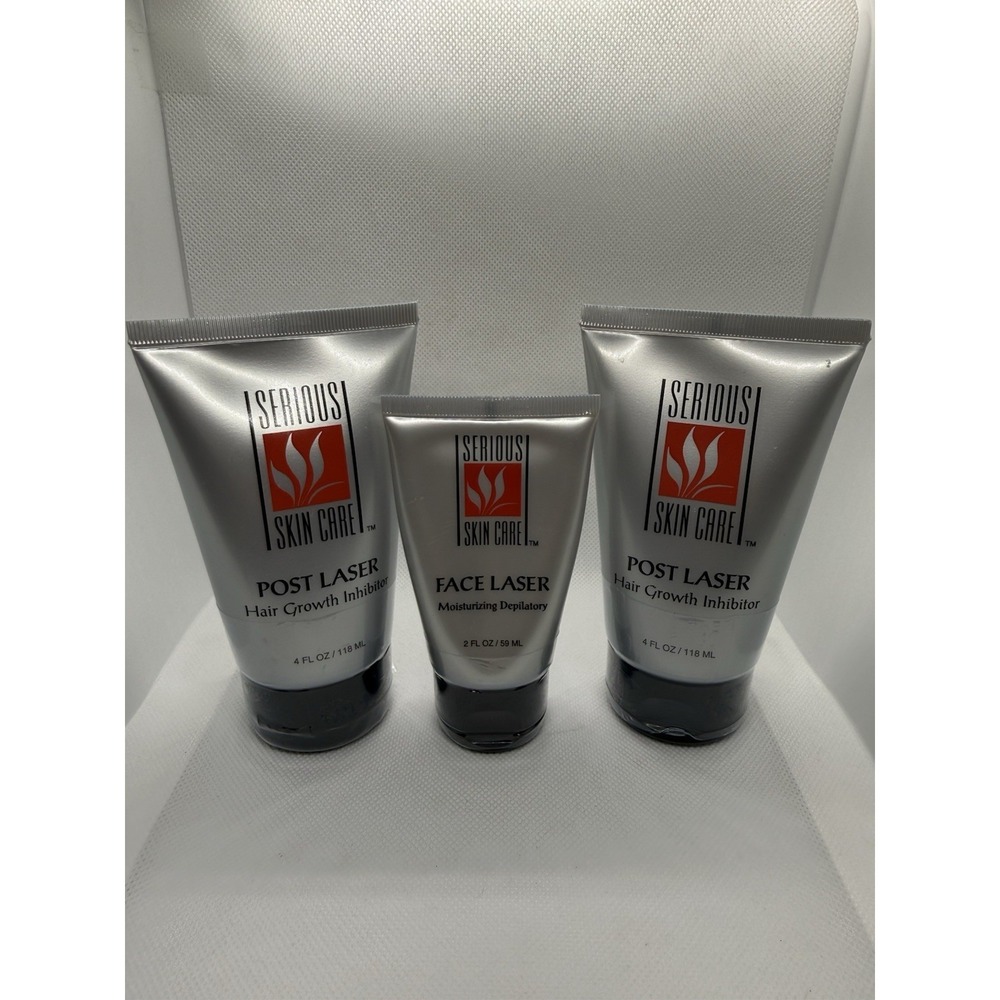 Serious Skin Care POST Laser Hair Growth Inhibitor 4oz‎ & 2oz Face Laser SEALED